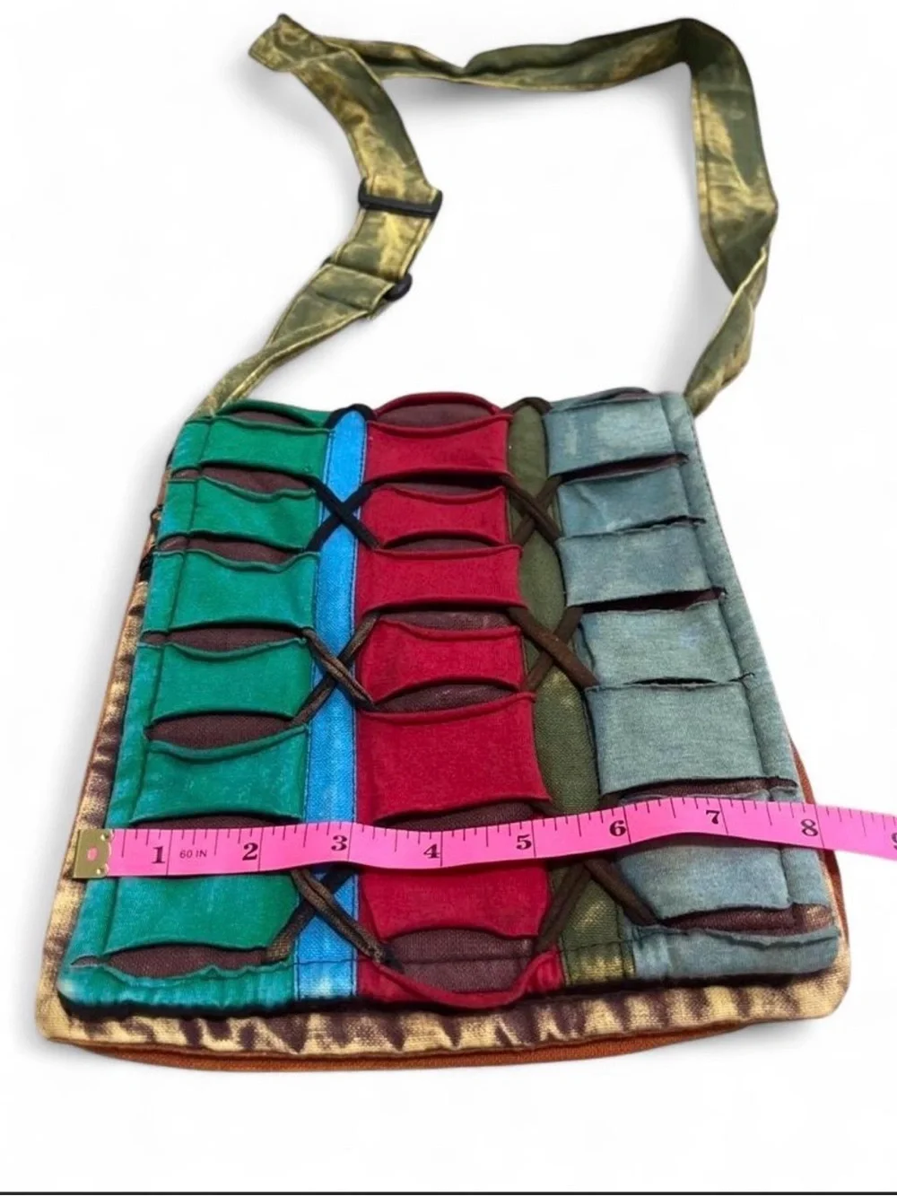 Handcrafted Multicolor Soft Fabric Crossbody Bag - Adjustable Strap